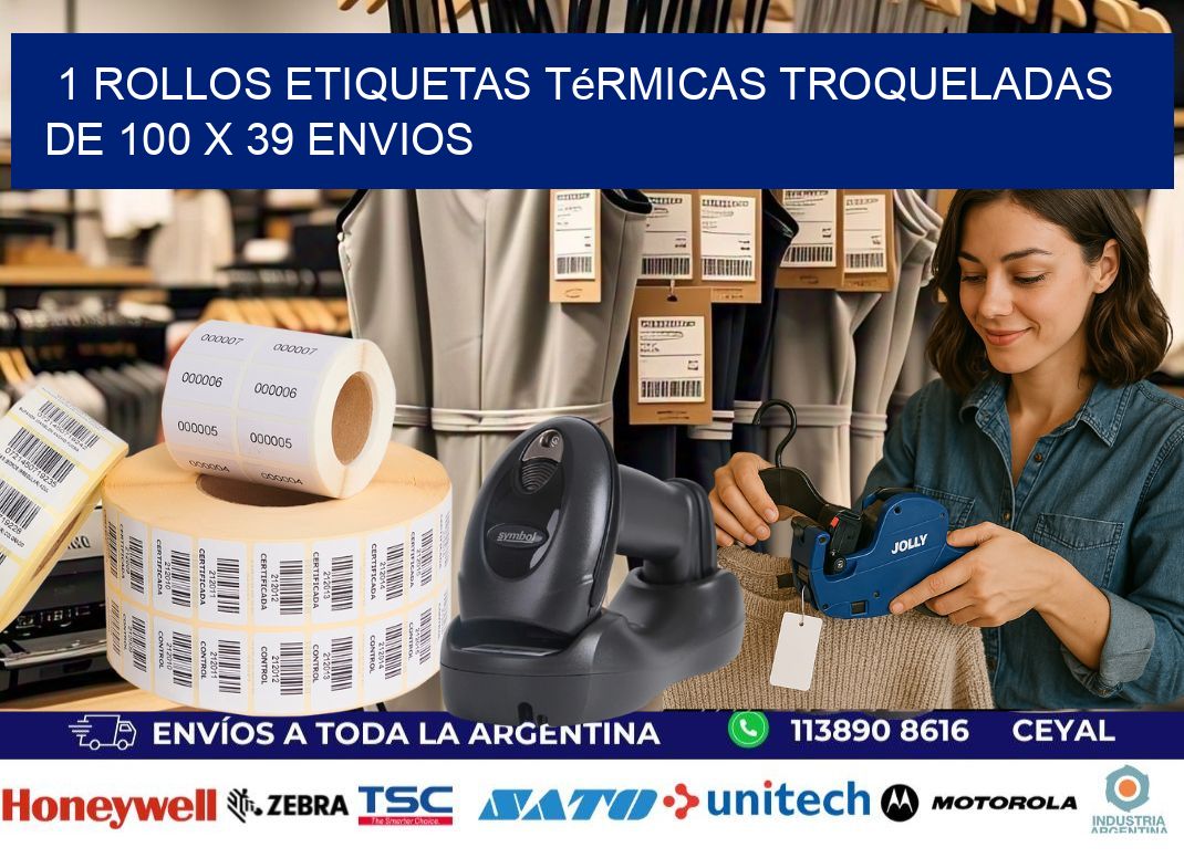 1 Rollos Etiquetas Térmicas Troqueladas De 100 x 39 ENVIOS