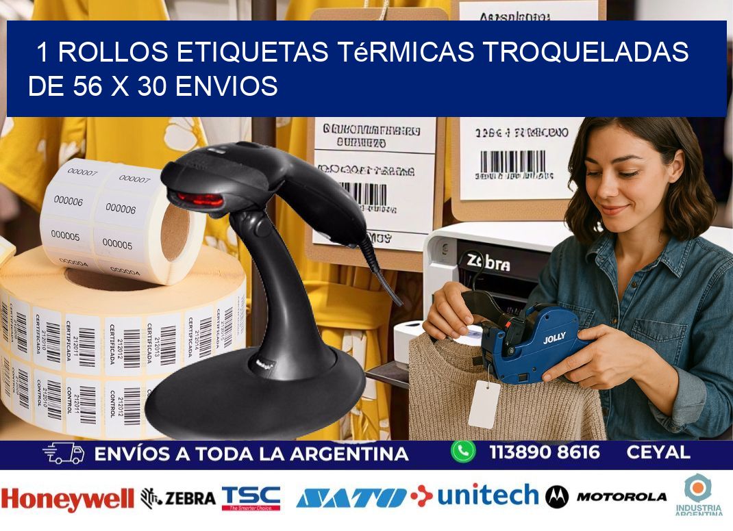 1 Rollos Etiquetas Térmicas Troqueladas De 56 x 30 ENVIOS
