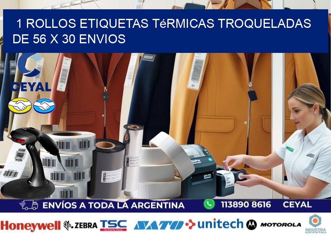 1 Rollos Etiquetas Térmicas Troqueladas De 56 x 30 ENVIOS