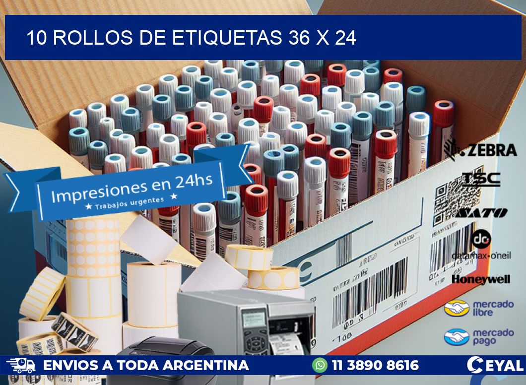 10 ROLLOS DE ETIQUETAS 36 x 24