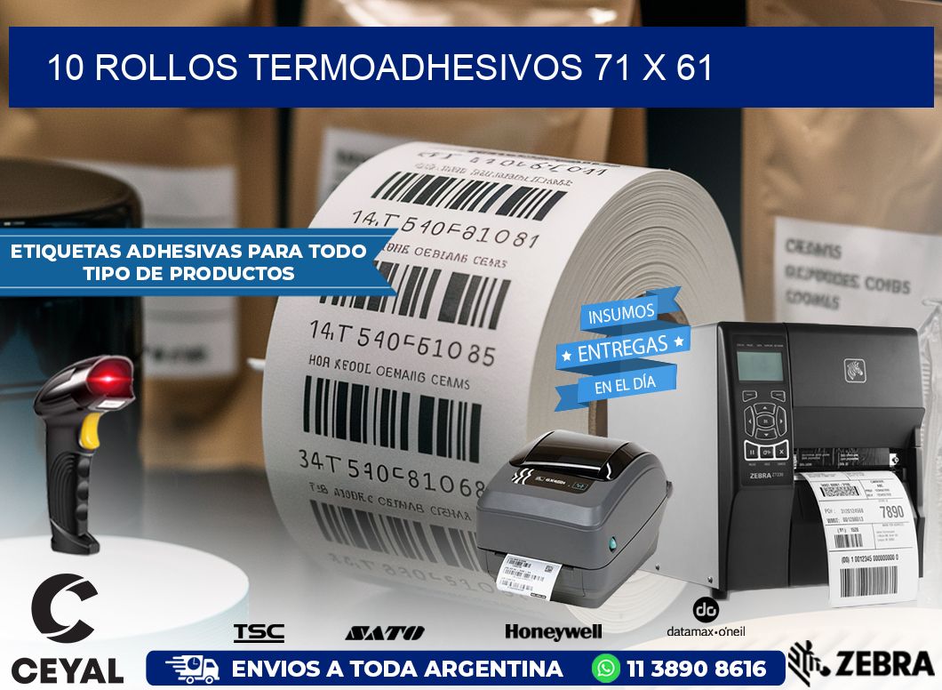 10 ROLLOS TERMOADHESIVOS 71 x 61