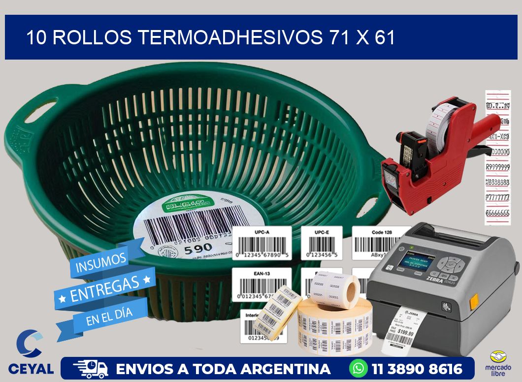 10 ROLLOS TERMOADHESIVOS 71 x 61
