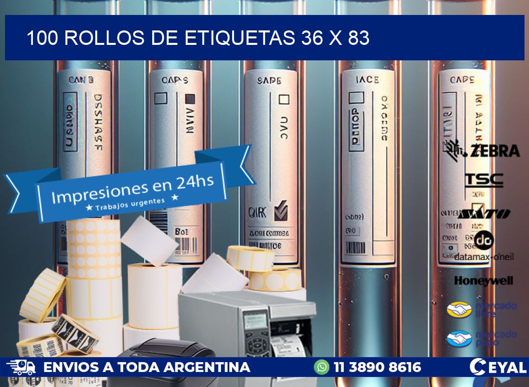 100 ROLLOS DE ETIQUETAS 36 x 83