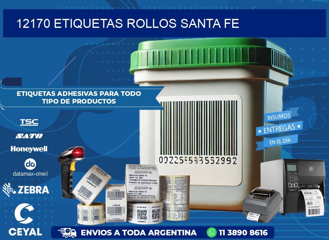 12170 etiquetas rollos SANTA FE
