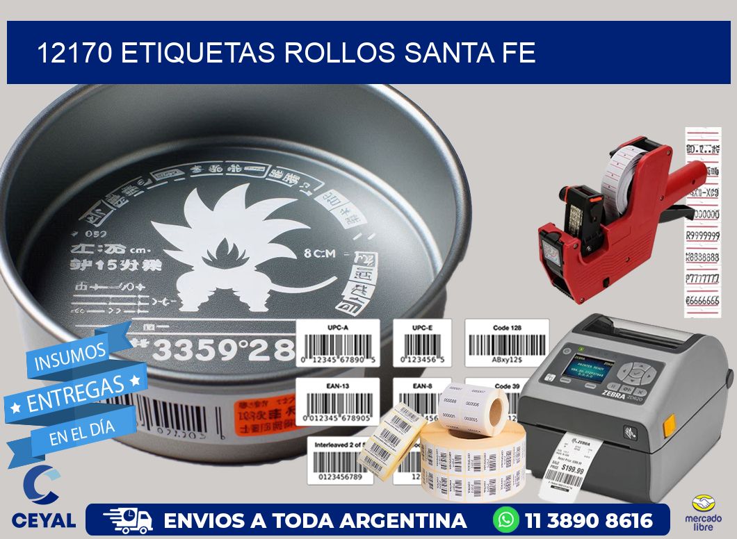 12170 etiquetas rollos SANTA FE