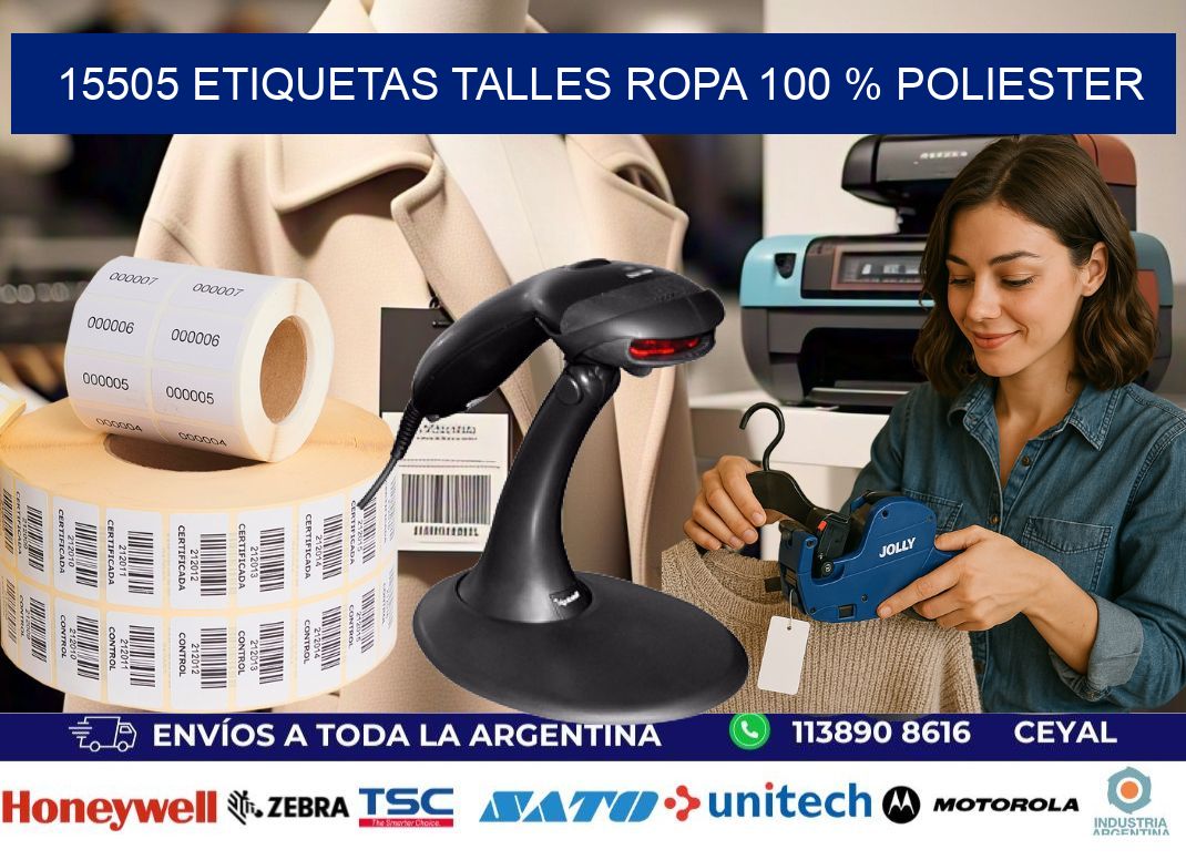 15505 ETIQUETAS TALLES ROPA 100 % POLIESTER