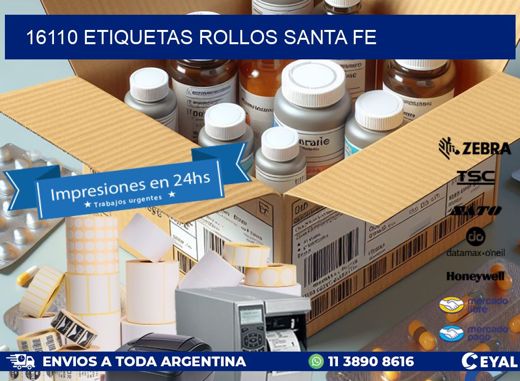 16110 etiquetas rollos SANTA FE