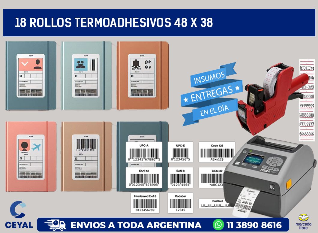 18 ROLLOS TERMOADHESIVOS 48 x 38