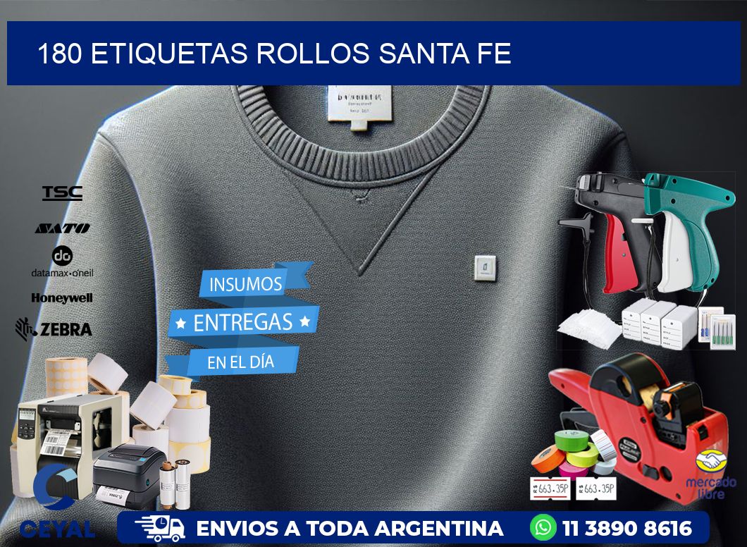 180 etiquetas rollos SANTA FE