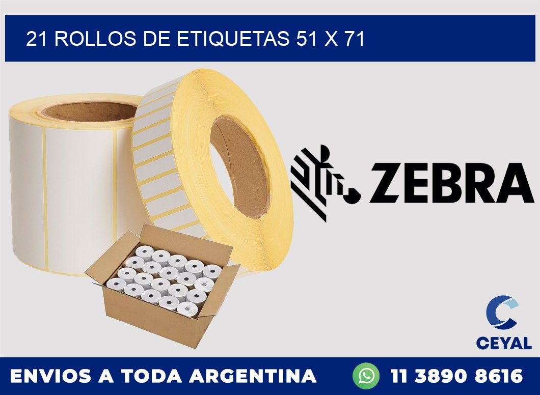 21 ROLLOS DE ETIQUETAS 51 x 71
