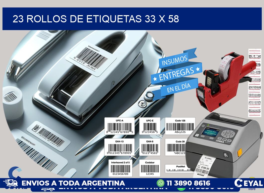 23 ROLLOS DE ETIQUETAS 33 x 58
