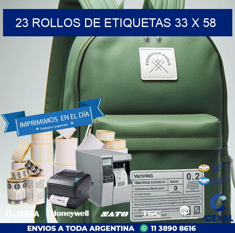 23 ROLLOS DE ETIQUETAS 33 x 58