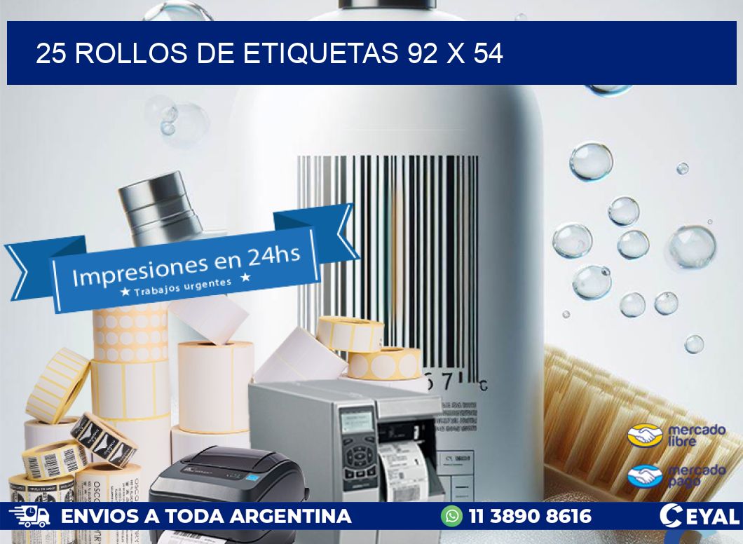 25 ROLLOS DE ETIQUETAS 92 x 54