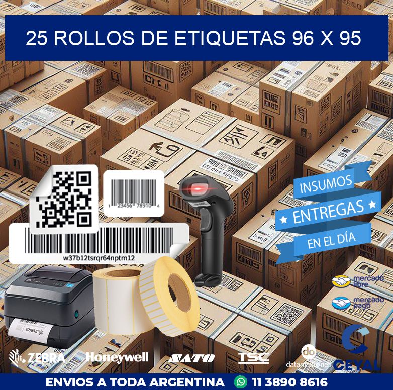 25 ROLLOS DE ETIQUETAS 96 x 95