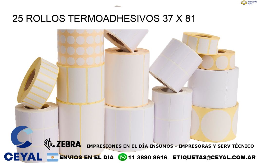 25 ROLLOS TERMOADHESIVOS 37 x 81