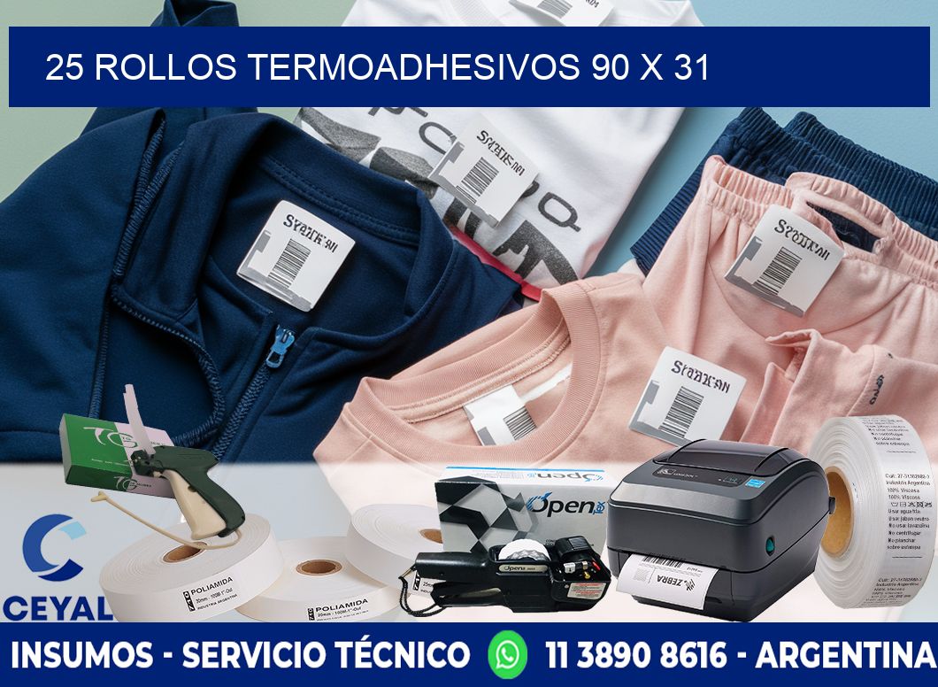 25 ROLLOS TERMOADHESIVOS 90 x 31