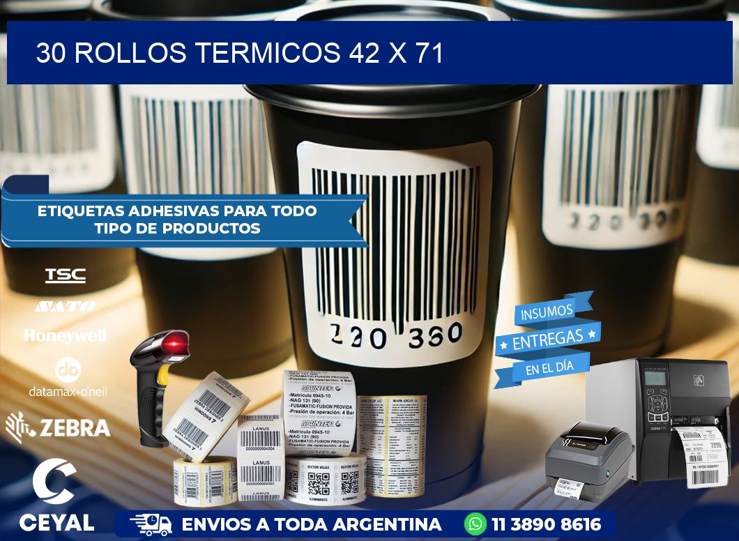 30 ROLLOS TERMICOS 42 x 71