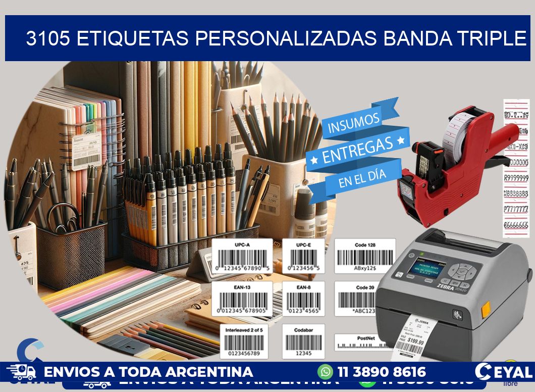3105 Etiquetas personalizadas banda triple