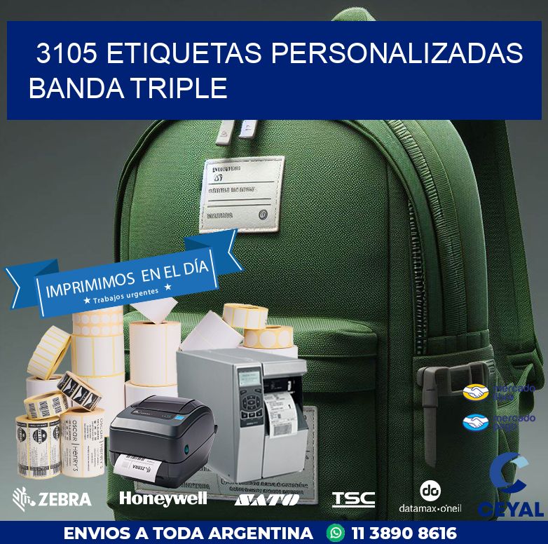 3105 Etiquetas personalizadas banda triple