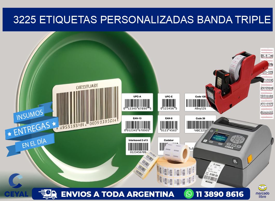 3225 Etiquetas personalizadas banda triple