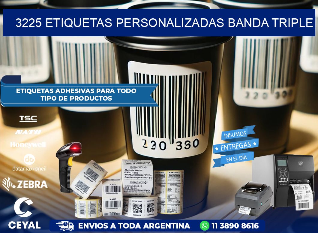 3225 Etiquetas personalizadas banda triple