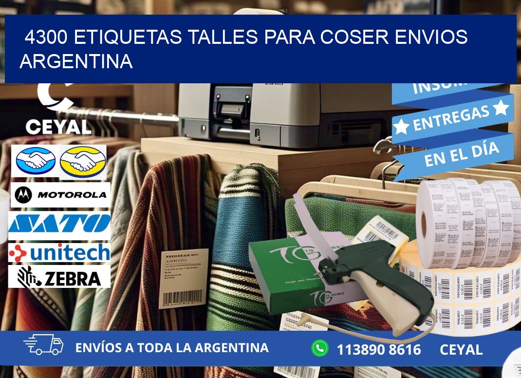 4300 ETIQUETAS TALLES PARA COSER ENVIOS ARGENTINA