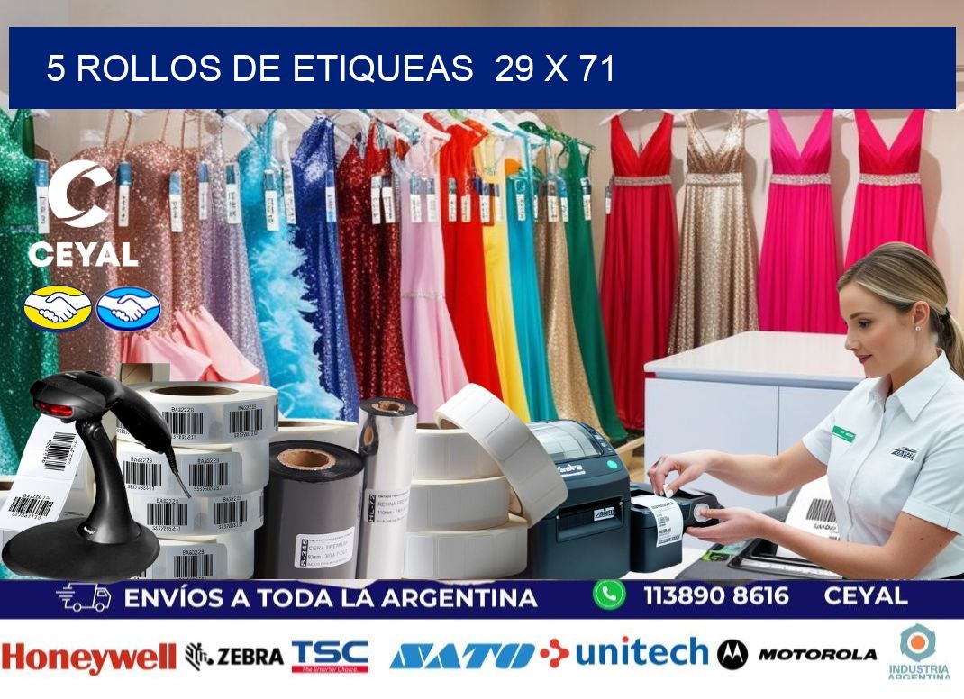 5 ROLLOS DE ETIQUEAS  29 x 71