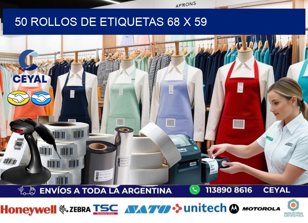 50 ROLLOS DE ETIQUETAS 68 x 59