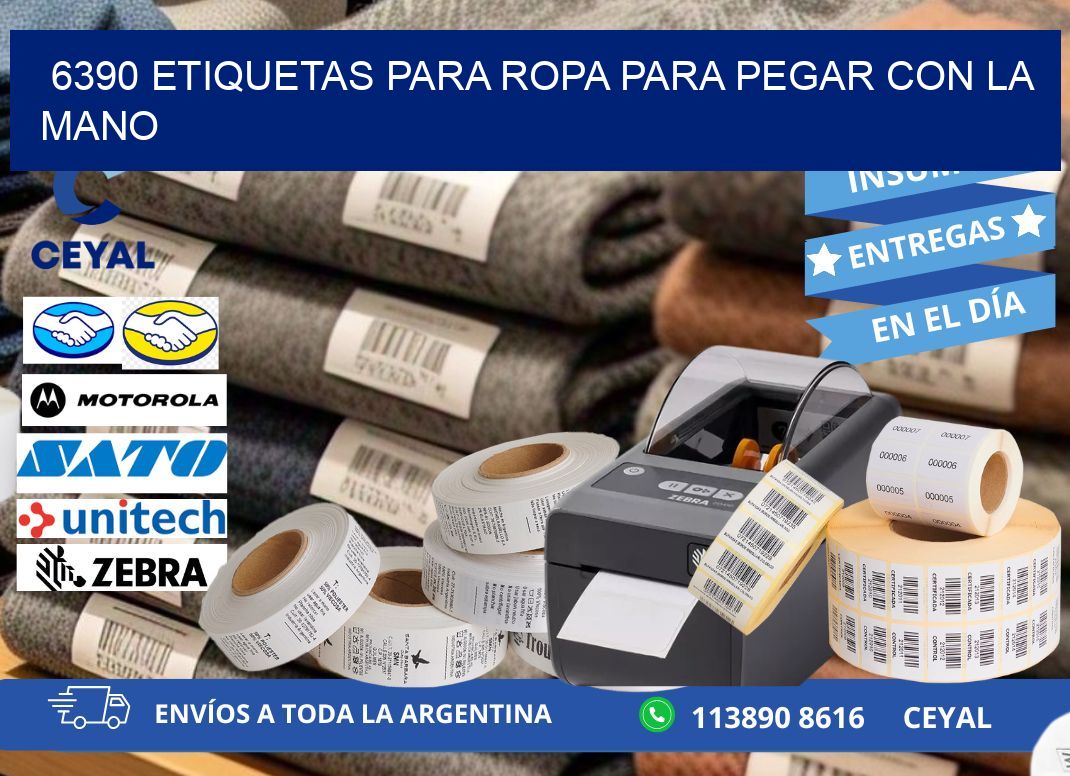 6390 Etiquetas para ropa para pegar con la mano