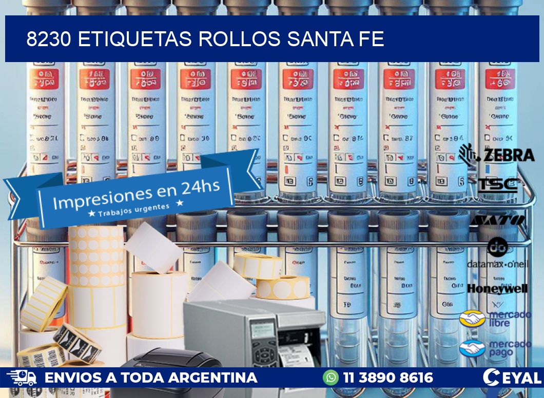 8230 etiquetas rollos SANTA FE
