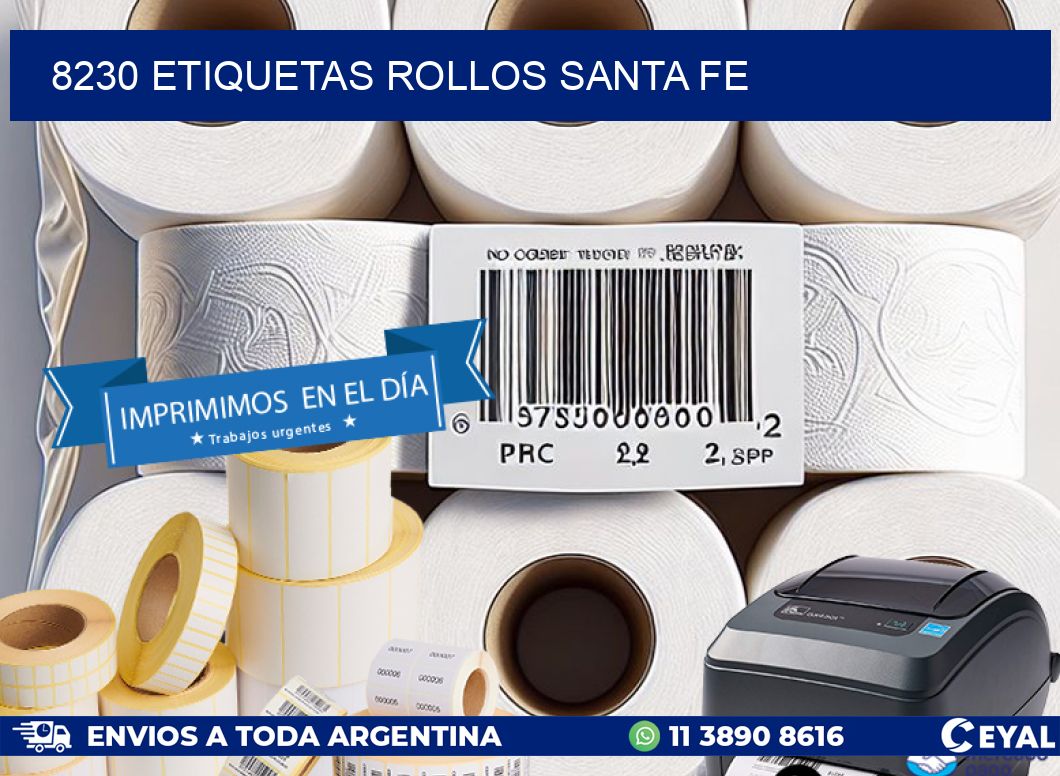 8230 etiquetas rollos SANTA FE