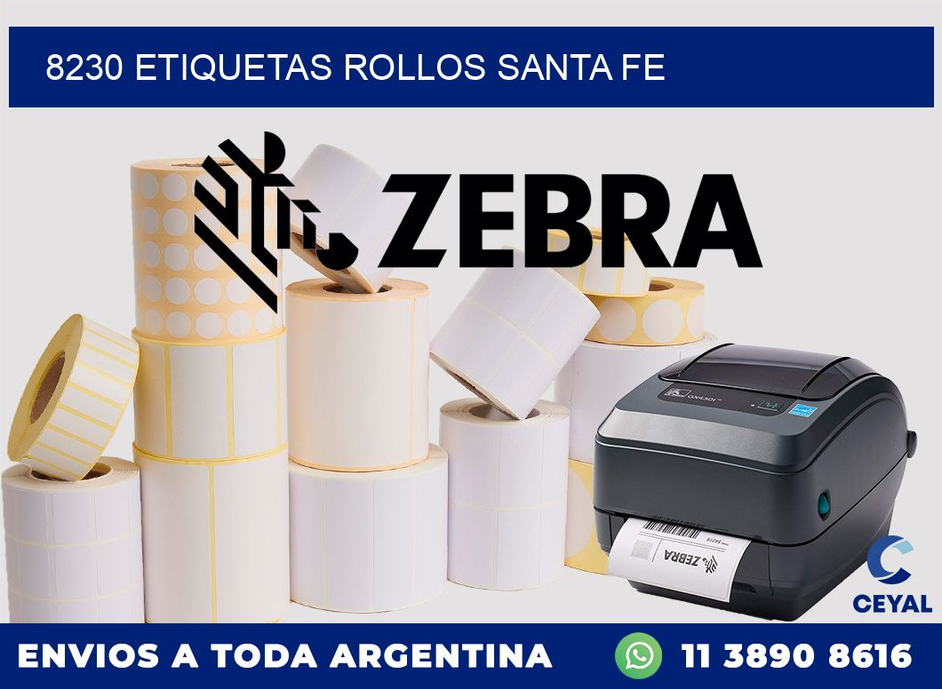 8230 etiquetas rollos SANTA FE