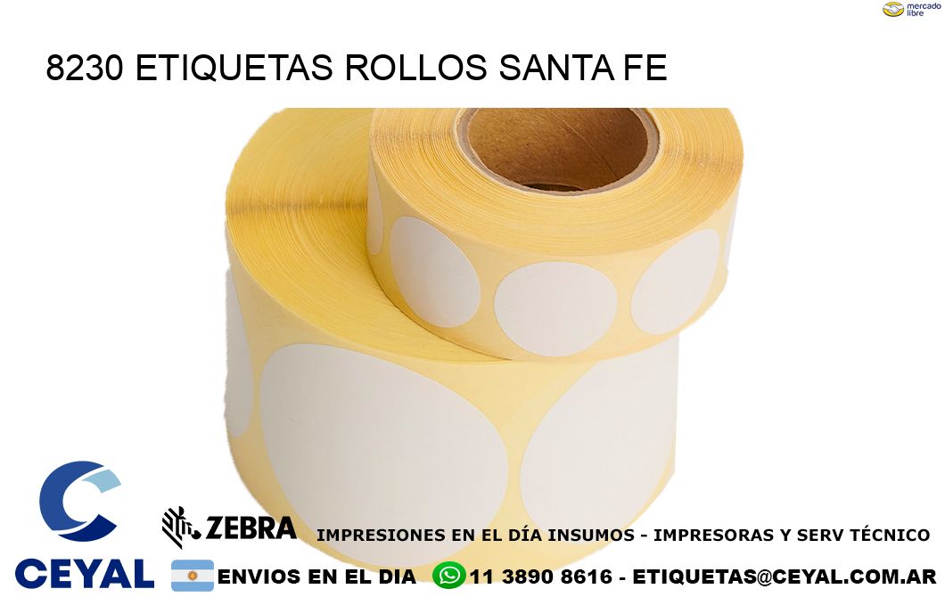 8230 etiquetas rollos SANTA FE