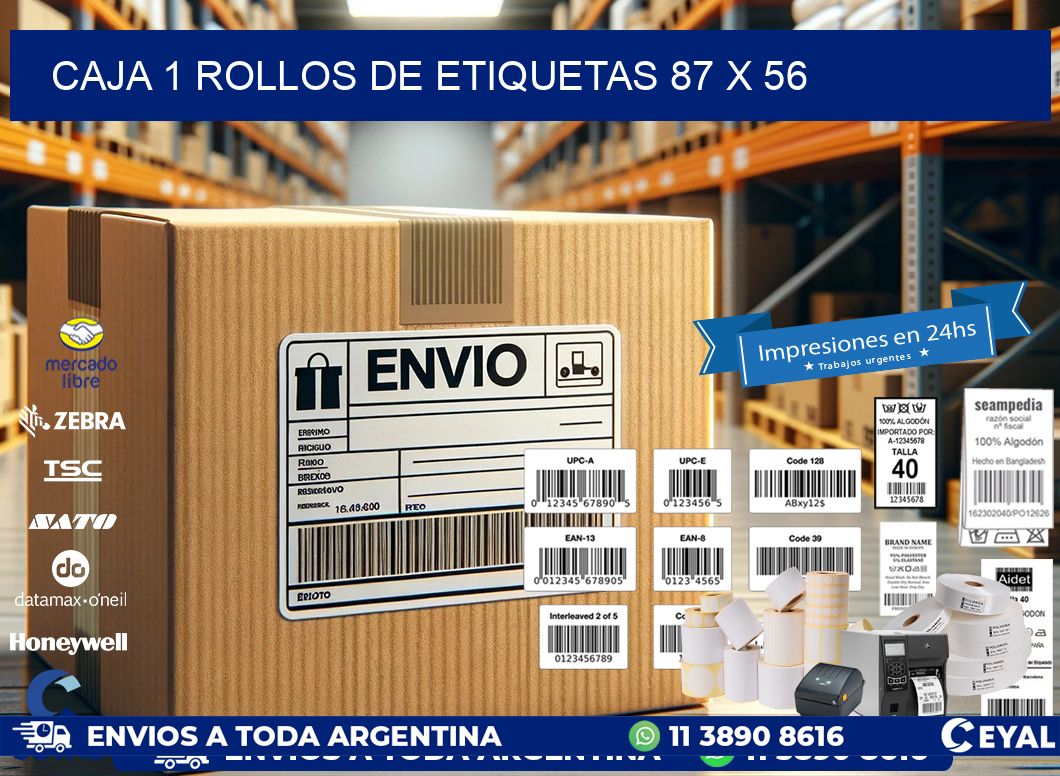 CAJA 1 ROLLOS DE ETIQUETAS 87 x 56