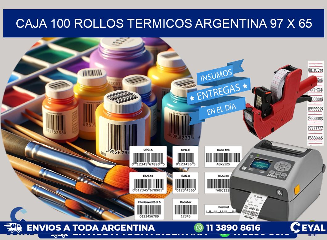 CAJA 100 ROLLOS TERMICOS ARGENTINA 97 x 65