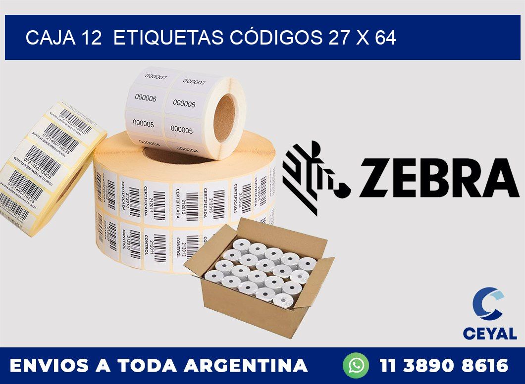 CAJA 12  ETIQUETAS CÓDIGOS 27 x 64