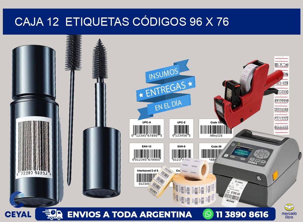 CAJA 12  ETIQUETAS CÓDIGOS 96 x 76