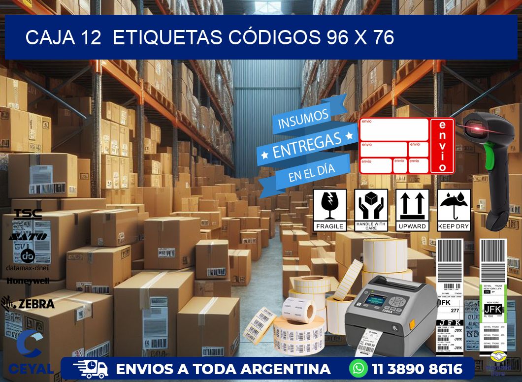 CAJA 12  ETIQUETAS CÓDIGOS 96 x 76