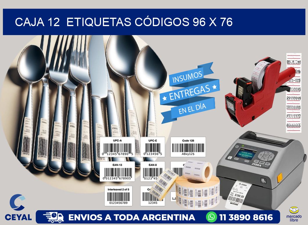 CAJA 12  ETIQUETAS CÓDIGOS 96 x 76