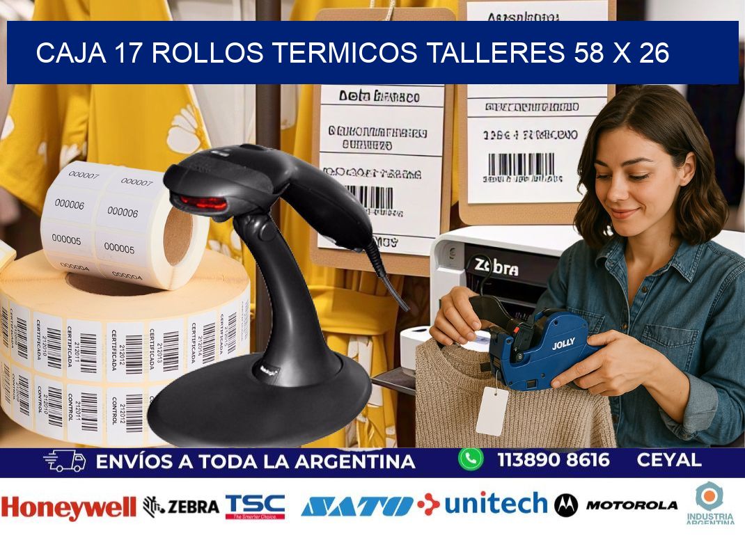 CAJA 17 ROLLOS TERMICOS TALLERES 58 x 26
