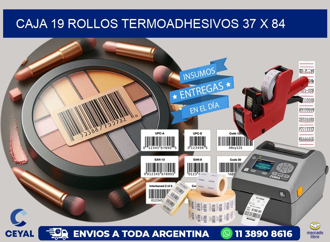 CAJA 19 ROLLOS TERMOADHESIVOS 37 x 84