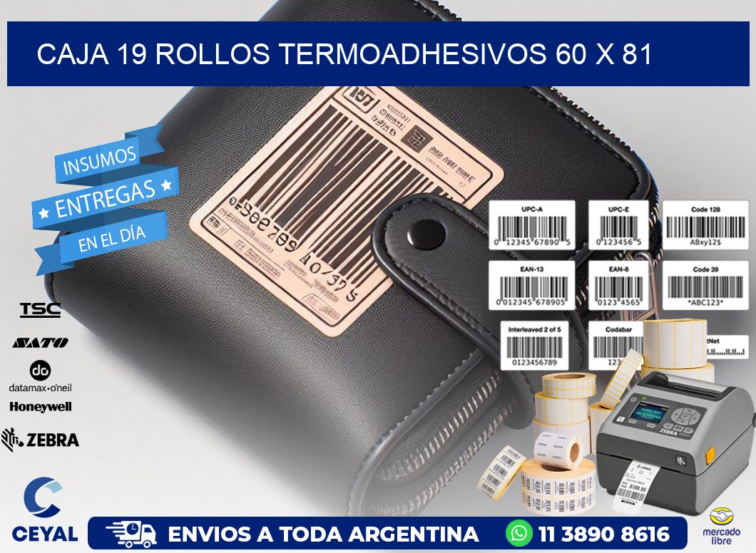 CAJA 19 ROLLOS TERMOADHESIVOS 60 x 81