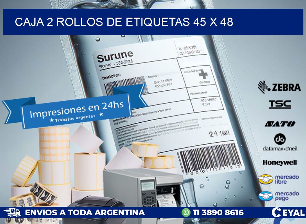 CAJA 2 ROLLOS DE ETIQUETAS 45 x 48