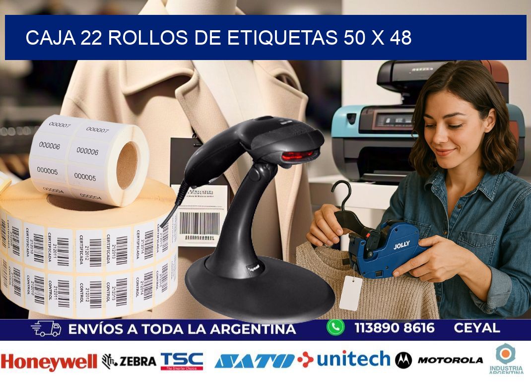 CAJA 22 ROLLOS DE ETIQUETAS 50 x 48