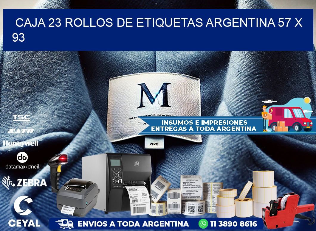 CAJA 23 ROLLOS DE ETIQUETAS ARGENTINA 57 x 93