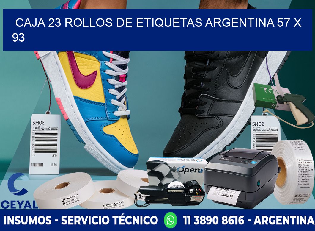 CAJA 23 ROLLOS DE ETIQUETAS ARGENTINA 57 x 93