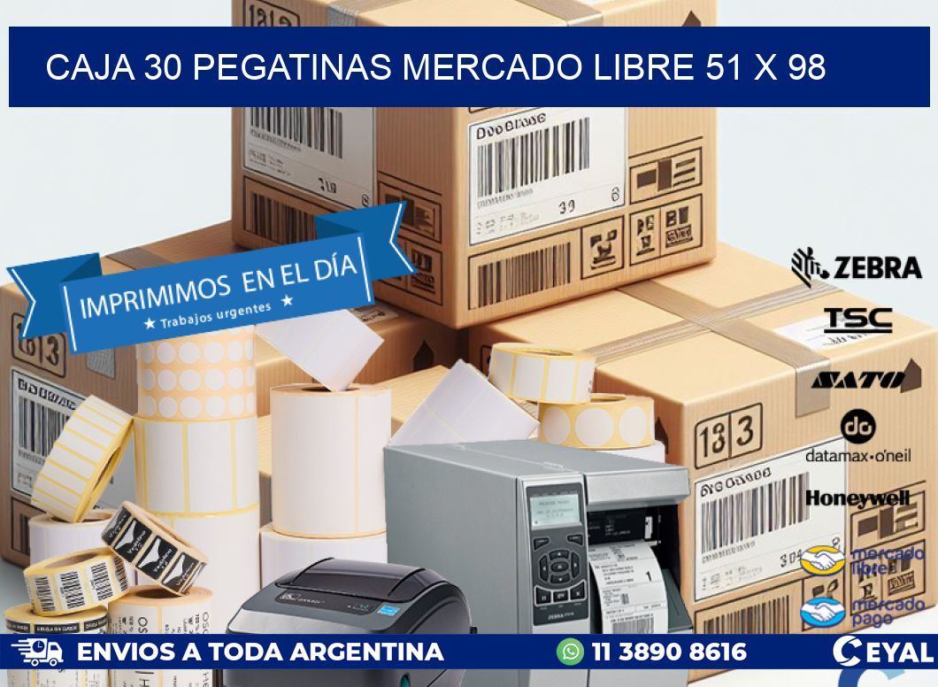 CAJA 30 PEGATINAS MERCADO LIBRE 51 x 98