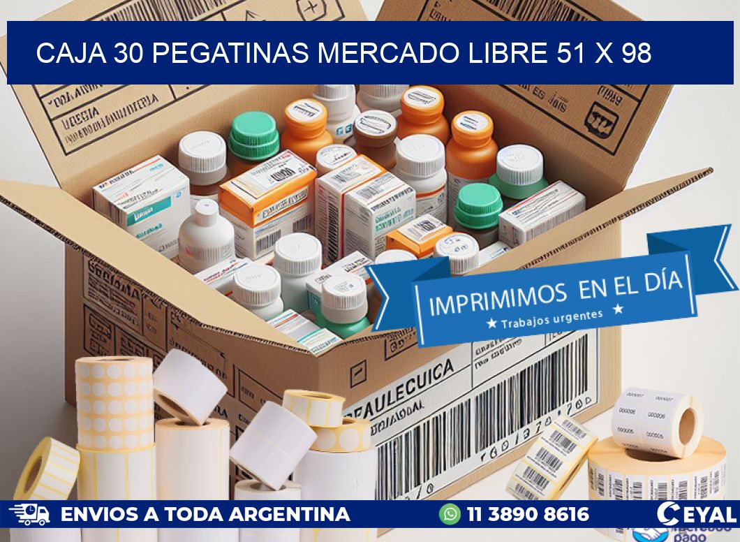 CAJA 30 PEGATINAS MERCADO LIBRE 51 x 98