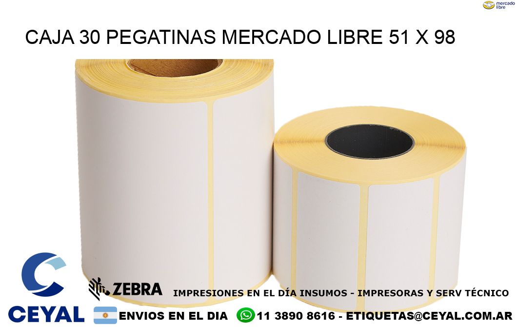 CAJA 30 PEGATINAS MERCADO LIBRE 51 x 98