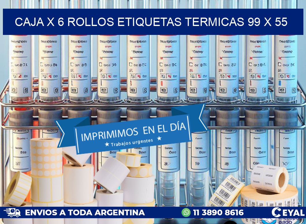 Caja X 6 Rollos Etiquetas termicas 99 x 55
